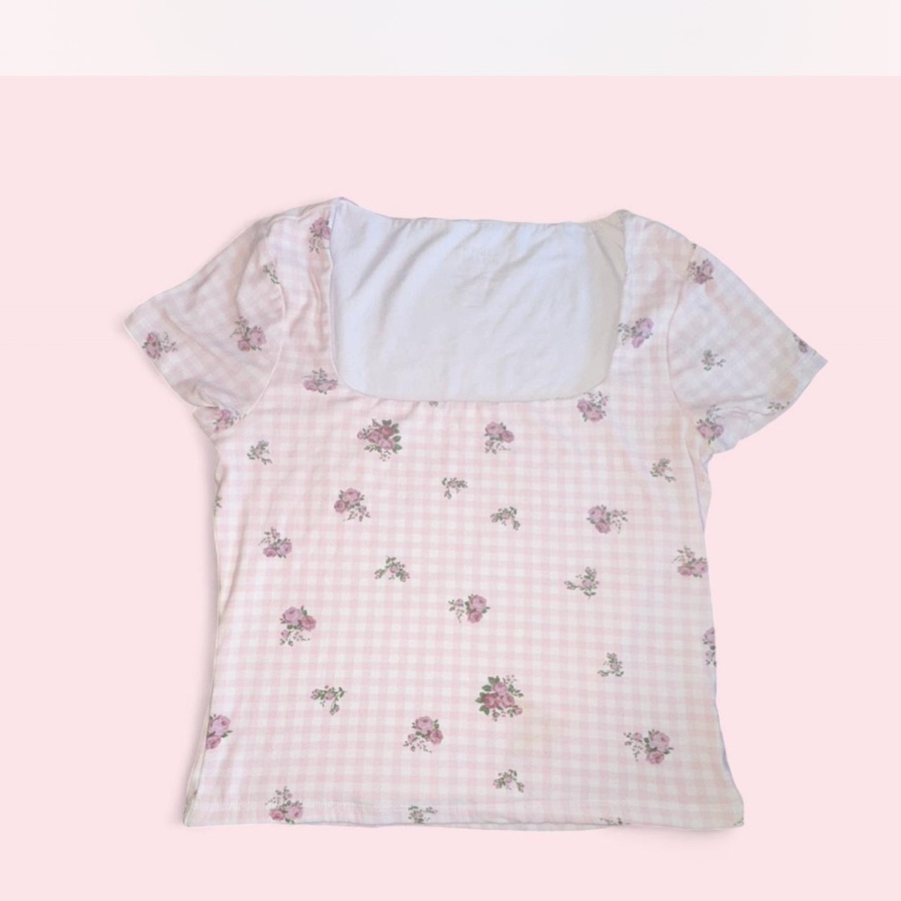 Floral Pink Checkered Women's Top